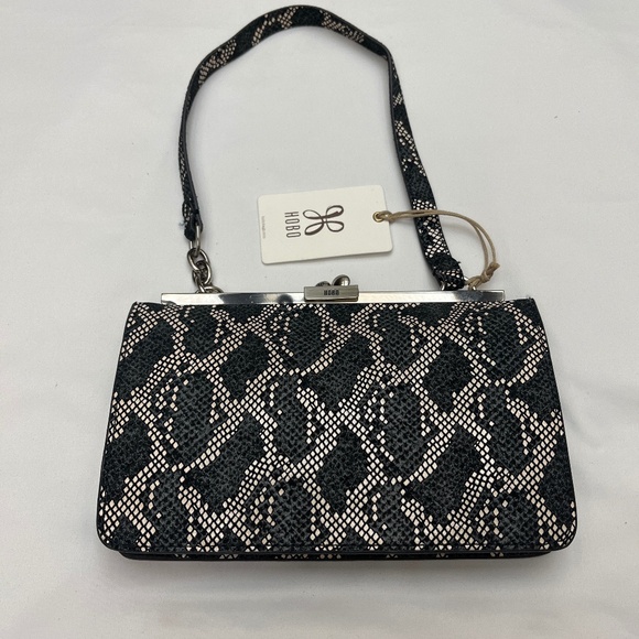 NWT, Hobo 100% Leather, Exotic Pattern, Bag. Black/Cream/Deep Navy. - Picture 15 of 16